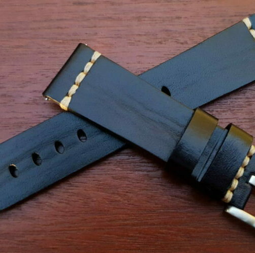 black italian calf leather wrapped watch band australia