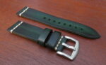 green leather watch strap silver buckle