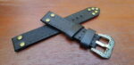 pilot rivet leather watch strap black