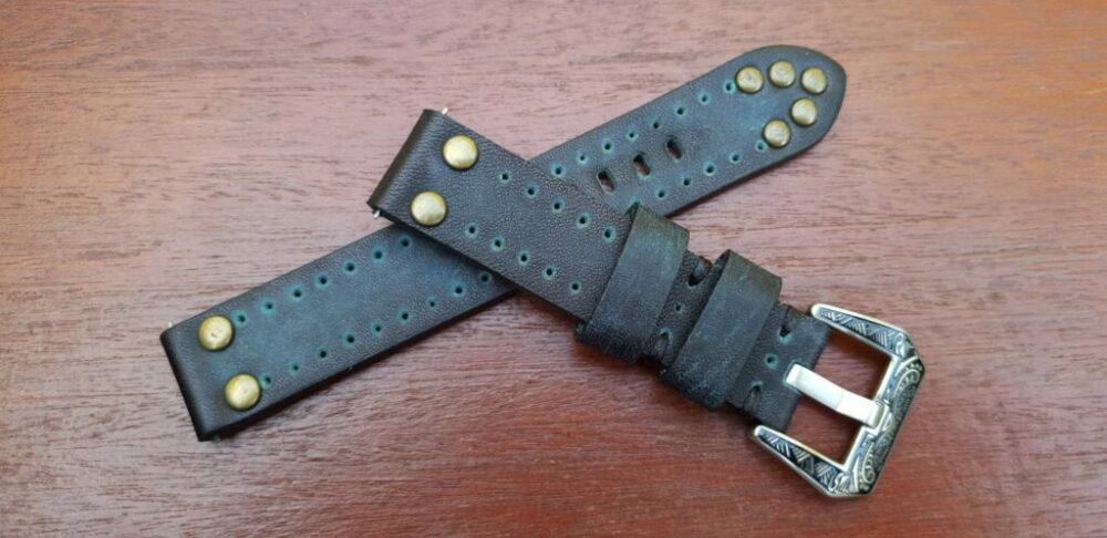 Pilot Rivet Blue Leather vintage style watch band