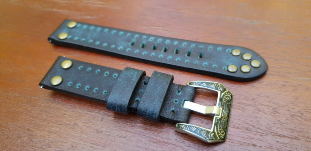 Pilot Rivet Blue Leather watch strap