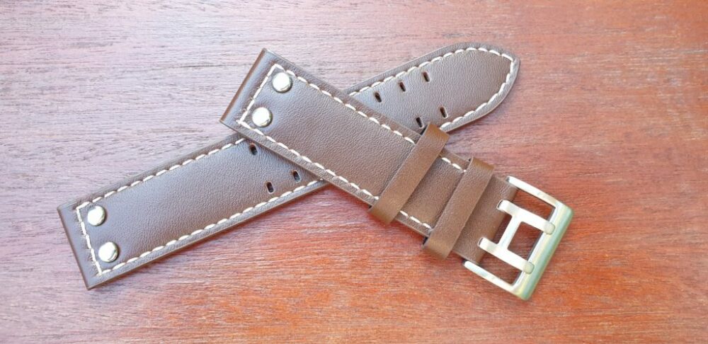 Pilot Rivet Brown Leather Watch Strap