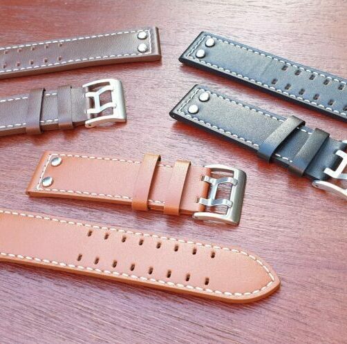 pilot rivet leather watch straps in brown black and tan