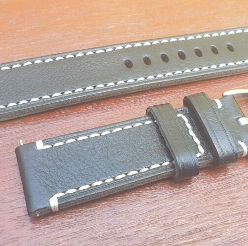 Cambroon Vintage Black Leather Watch Strap