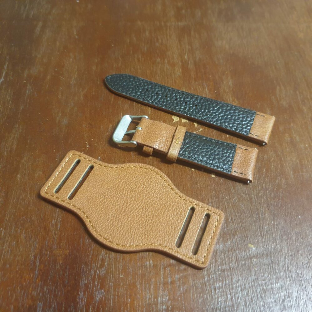 tan leather bund watch band