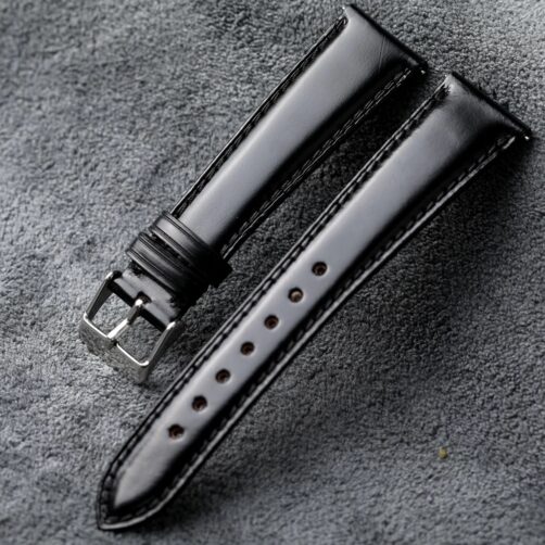 horse hip horse rump leather watch strap black