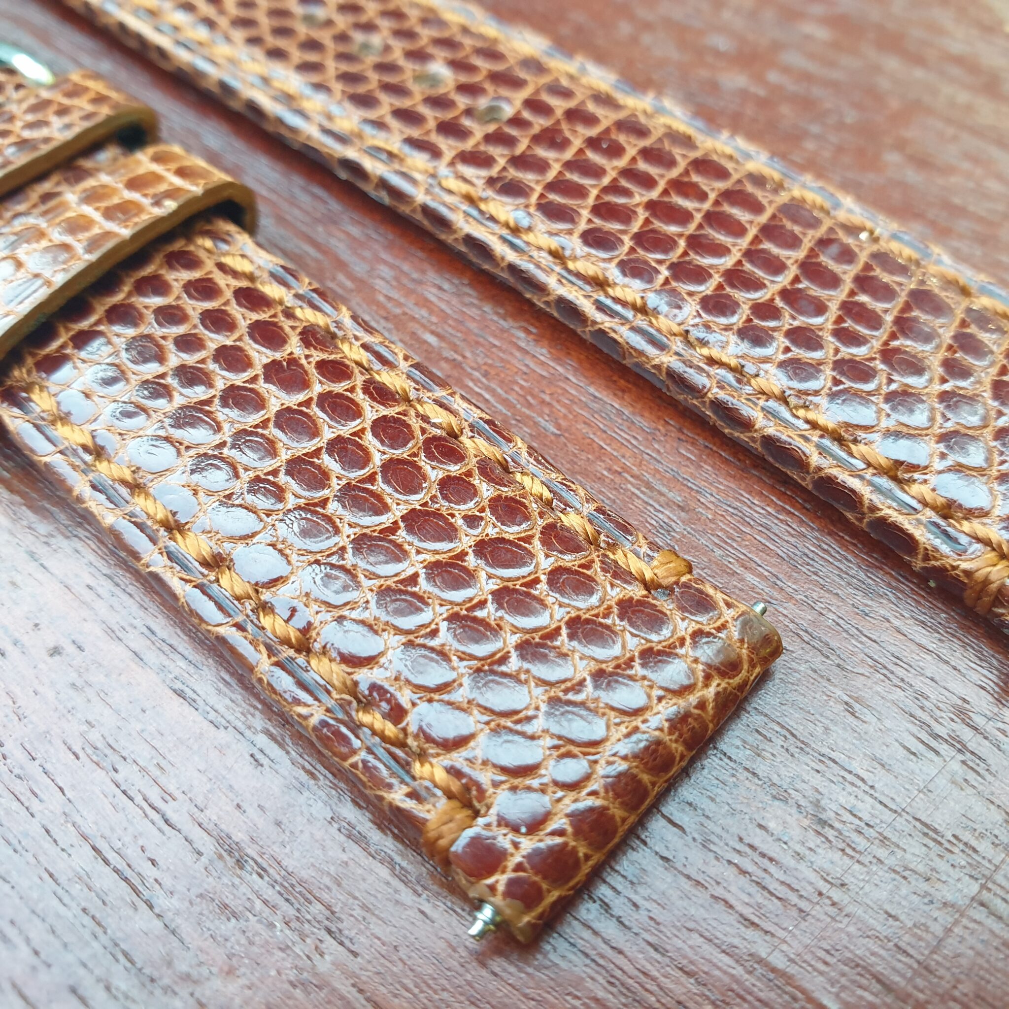 lizard skin watch strap close up