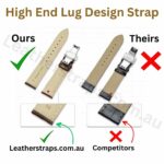 High End Lug Design leather watch Strap comparison between high end and cheap