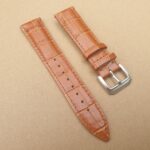 alligator pattern tan leather watch strap