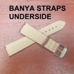 Banya leather watch strap showing Underside with quick release spring bars