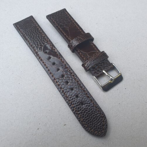 Ostrich watch strap with Brown skin