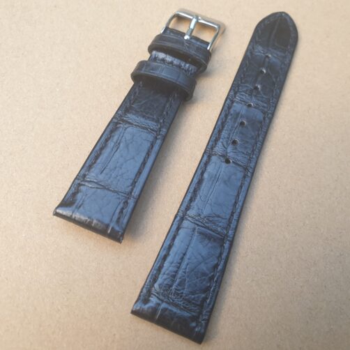 Genuine Alligator Skin Watch Strap Black Thin and Soft