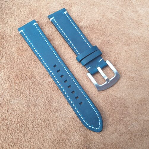 mapleton blue leather watch strap with quick release