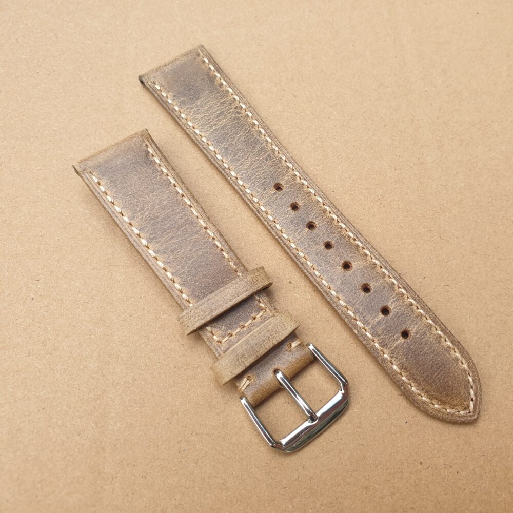 eudlo antique beige leather watch strap